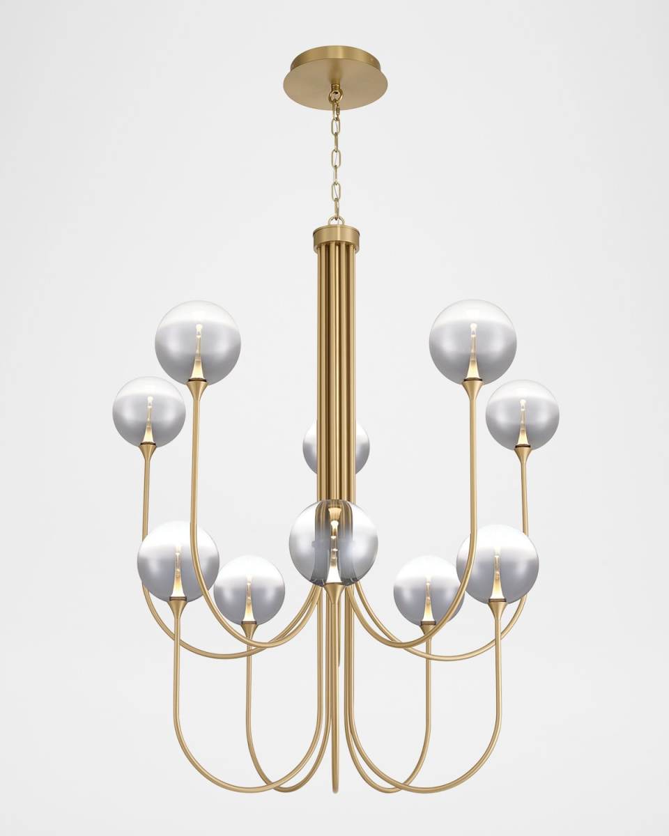 Lissa 40" Tiered 10-Light LED Chandelier, Gold/Smoke